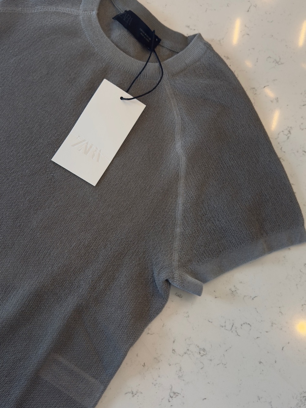 Zara Short Sleeve Knit Top - Light Gray